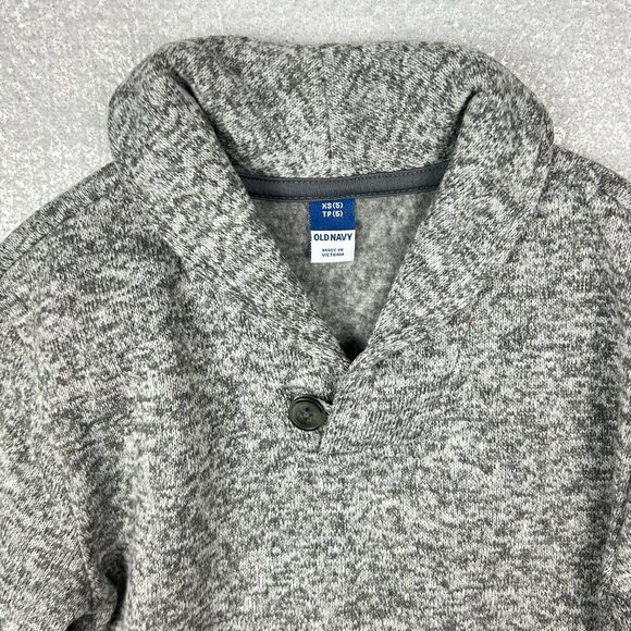 Old Navy Sweater Boys XS (5) Grey Shawl Collar Long Sleeve Fleece - Picture 3 of 10